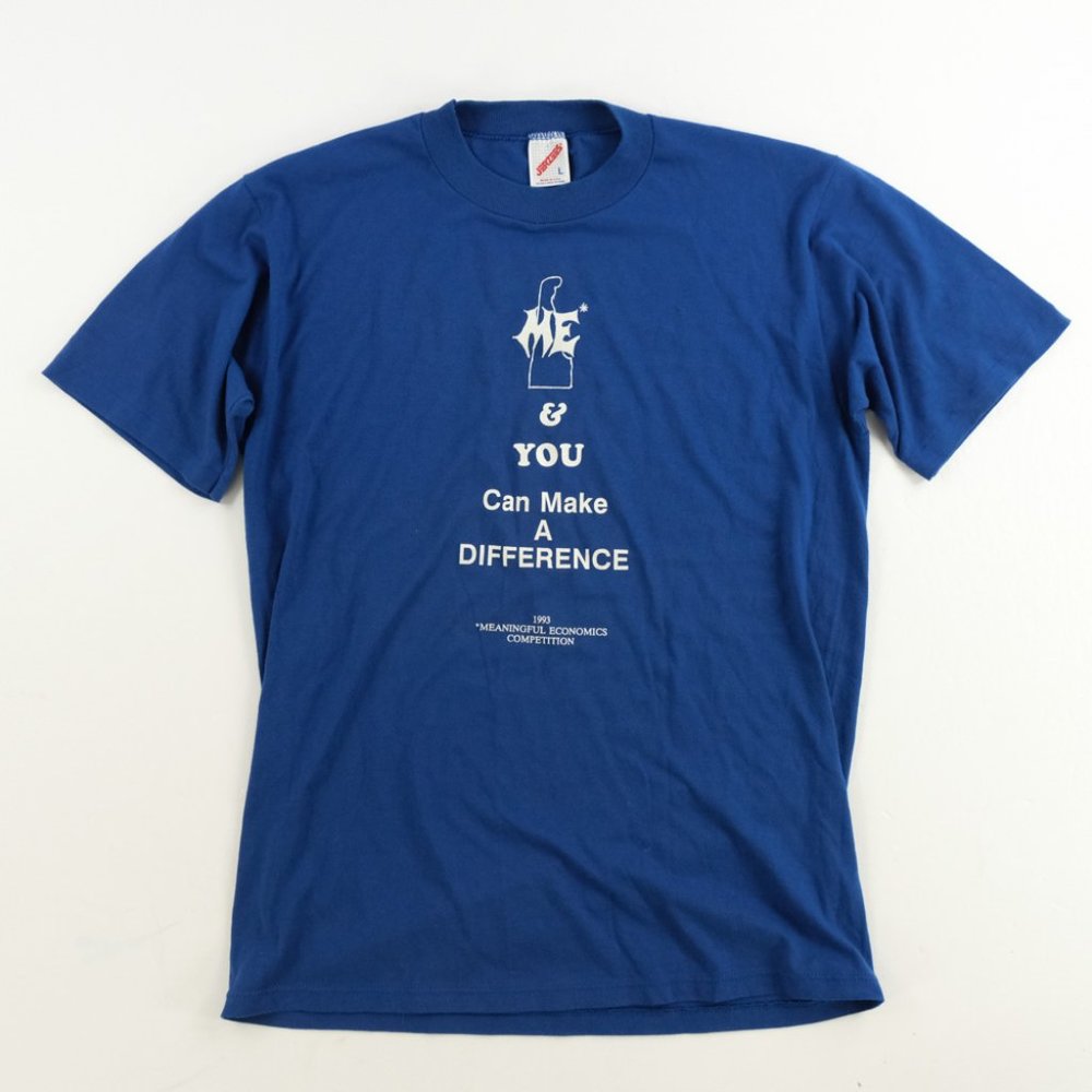 VTG 90's Blue Delaware Economic Sz. Lar Short Sleeve T-Shirt Single Stitch 20.5'